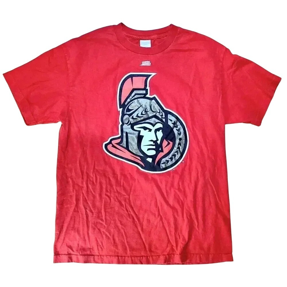 Ottawa Senators NHL Hockey T Shirt Men's Large Red Bulletin Prima Cotton